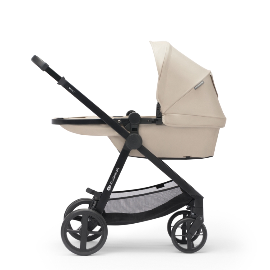 KINDERKRAFT - Kombinuotas vežimėlis 3in1 NEWLY Sand smėlio spalva + automobilio sėdynė MINK PRO