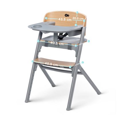 KINDERKRAFT SELECT - Vaikiška valgomojo kėdė 3in1 LIVY Premium ąžuolas + gultukas CALMEE