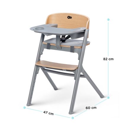 KINDERKRAFT SELECT - Vaikiška valgomojo kėdė 3in1 LIVY Premium ąžuolas + gultukas CALMEE