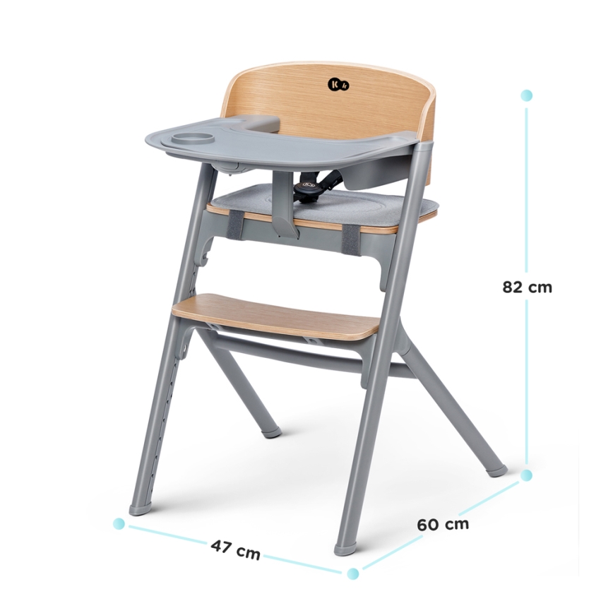 KINDERKRAFT SELECT - Vaikiška valgomojo kėdė 3in1 LIVY Premium ąžuolas + gultukas CALMEE