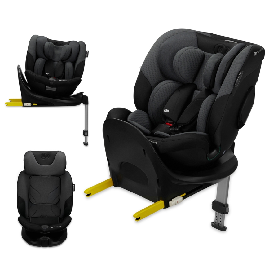 KINDERKRAFT SELECT - Automobilinė kėdutė su pasukama I-FIX baze (40-150 cm) grafito juoda