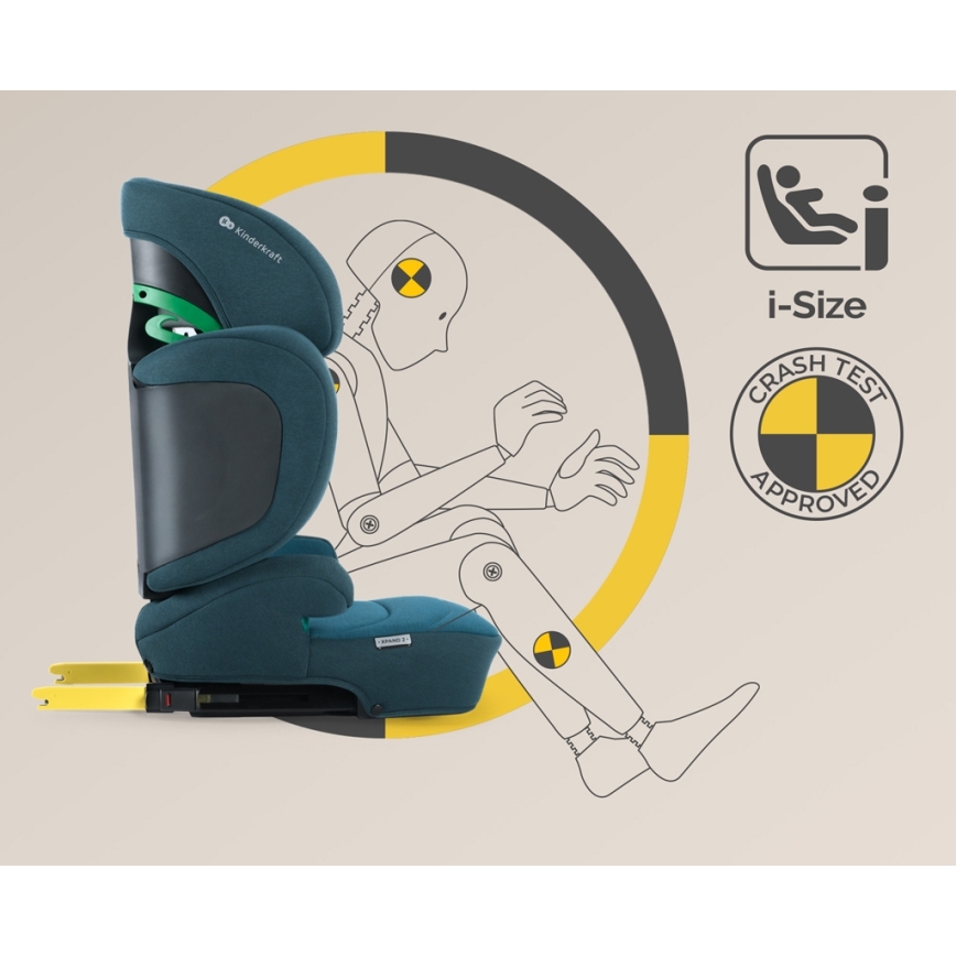 KINDERKRAFT SELECT - Automobilio sėdynė XPAND 2 i-Dydis (100-150 cm) Premium Harbour mėlyna