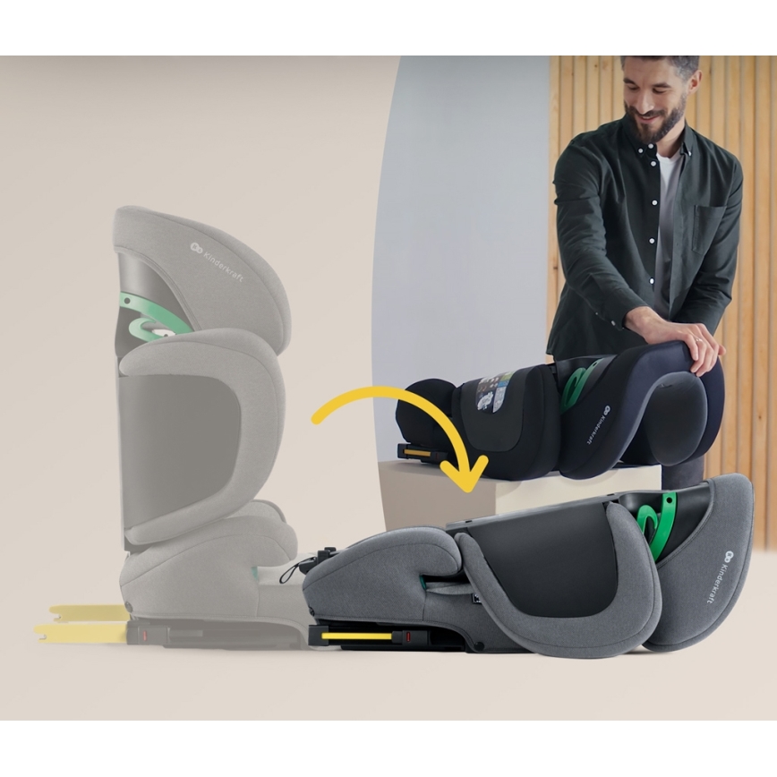KINDERKRAFT SELECT - Automobilio sėdynė XPAND 2 i-Dydis (100-150 cm) Premium Raketa pilka
