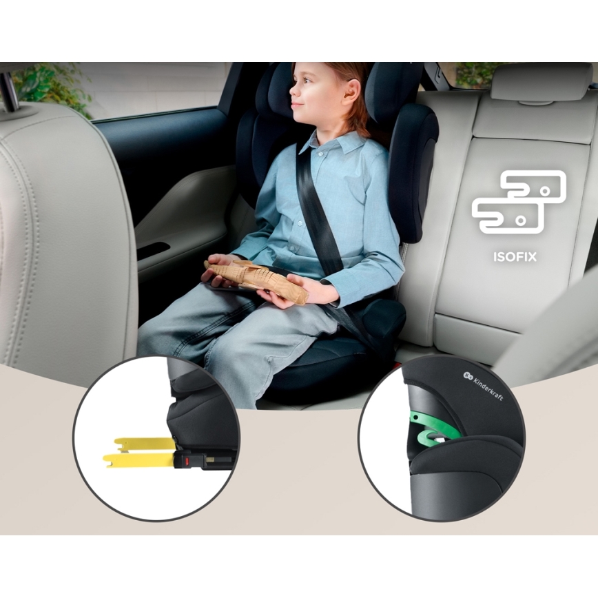 KINDERKRAFT SELECT - Automobilio sėdynė XPAND 2 i-Dydis (100-150cm) Premium Graphite juoda