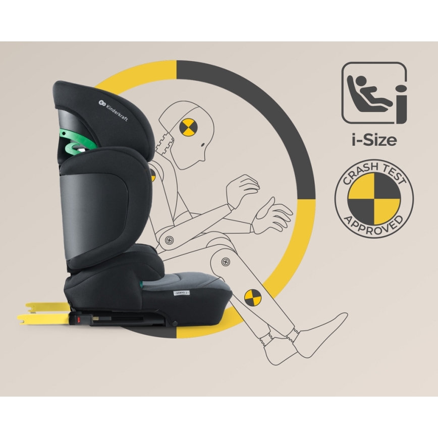 KINDERKRAFT SELECT - Automobilio sėdynė XPAND 2 i-Dydis (100-150cm) Premium Graphite juoda