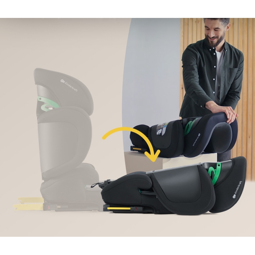 KINDERKRAFT SELECT - Automobilio sėdynė XPAND 2 i-Dydis (100-150cm) Premium Graphite juoda