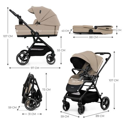 KINDERKRAFT SELECT - Kombinuotas vežimėlis 2in1 YOXI Sand smėlio spalva
