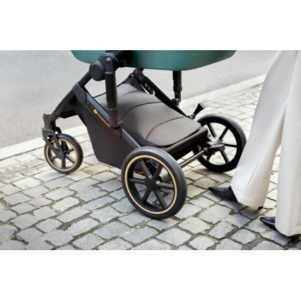 KINDERKRAFT SELECT - Kombinuotas vežimėlis 3in1 PRIME 2 Premium Dark žalia + automobilio sėdynė