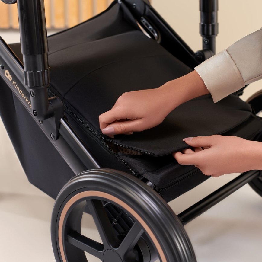KINDERKRAFT SELECT - Kombinuotas vežimėlis 3in1 PRIME 2 Premium Dark žalia + automobilio sėdynė