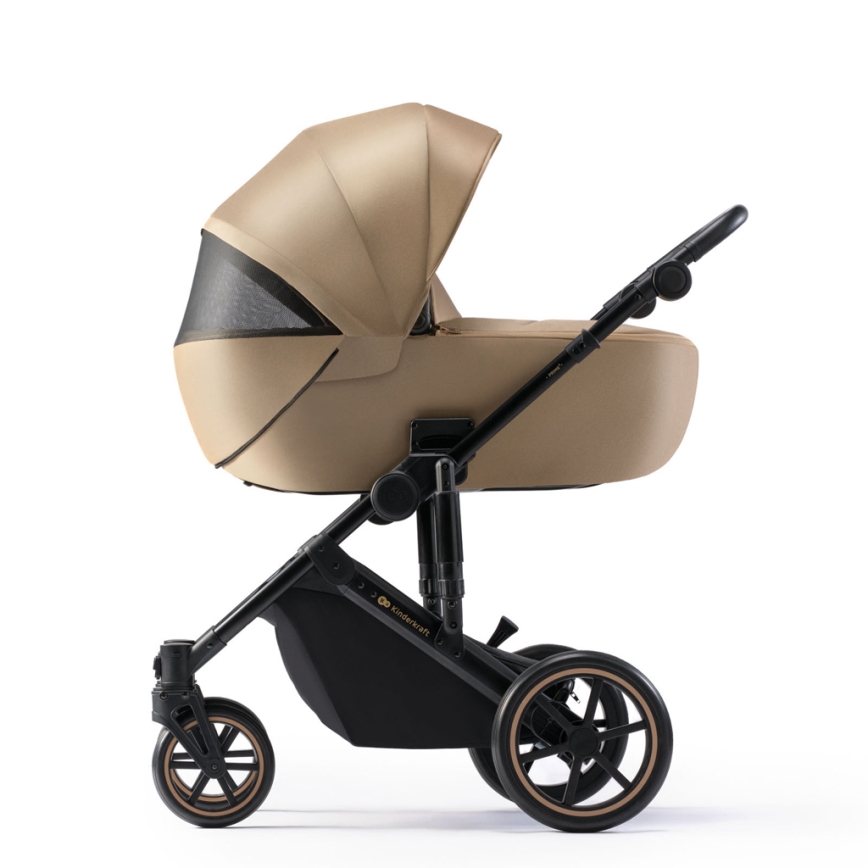 KINDERKRAFT SELECT - Kombinuotas vežimėlis 3in1 PRIME 2 Premium Sandrose smėlio spalva + automobilio sėdynė