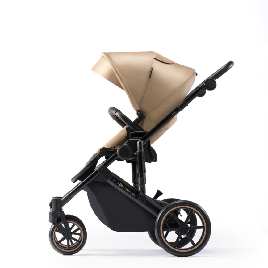 KINDERKRAFT SELECT - Kombinuotas vežimėlis 3in1 PRIME 2 Premium Sandrose smėlio spalva + automobilio sėdynė