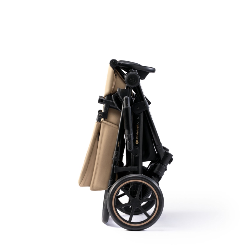 KINDERKRAFT SELECT - Kombinuotas vežimėlis 3in1 PRIME 2 Premium Sandrose smėlio spalva + automobilio sėdynė