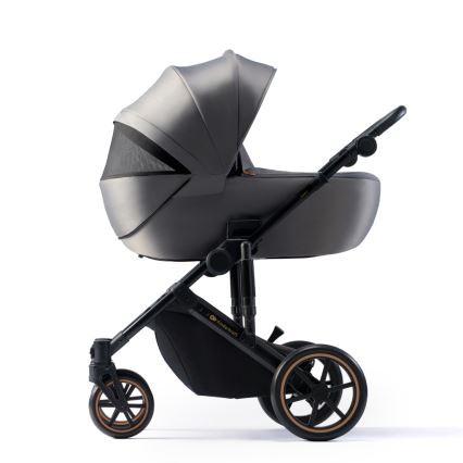 KINDERKRAFT SELECT - Kombinuotas vežimėlis 3in1 PRIME 2 Premium Shadow pilka + automobilio sėdynė