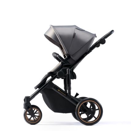 KINDERKRAFT SELECT - Kombinuotas vežimėlis 3in1 PRIME 2 Premium Shadow pilka + automobilio sėdynė