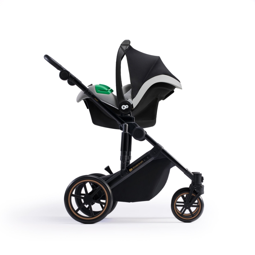 KINDERKRAFT SELECT - Kombinuotas vežimėlis 3in1 PRIME 2 Premium Shadow pilka + automobilio sėdynė