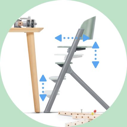 KINDERKRAFT SELECT - Vaikiška valgomojo kėdė 3in1 LIVY Premium alyvuogių žalia