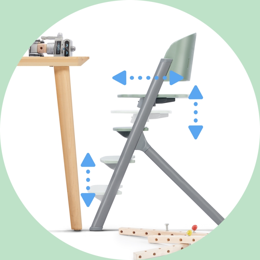 KINDERKRAFT SELECT - Vaikiška valgomojo kėdė 3in1 LIVY Premium alyvuogių žalia