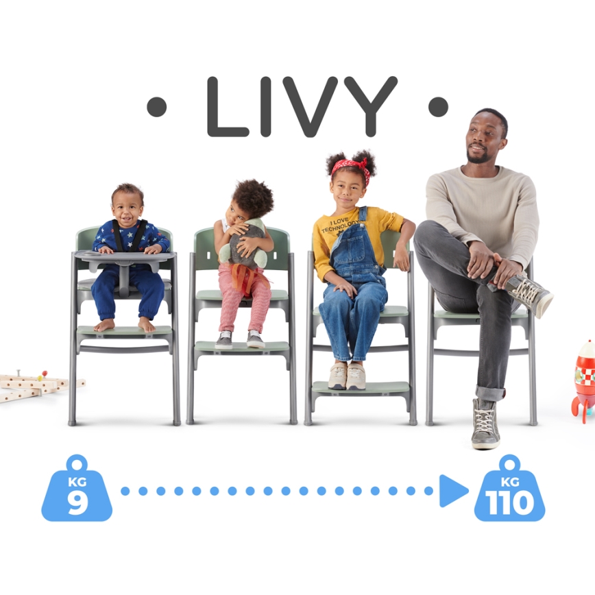 KINDERKRAFT SELECT - Vaikiška valgomojo kėdė 3in1 LIVY Premium Aster rausva