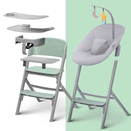 KINDERKRAFT SELECT - Vaikiška valgomojo kėdė 3in1 LIVY Premium Aster rausva + gultas CALMEE