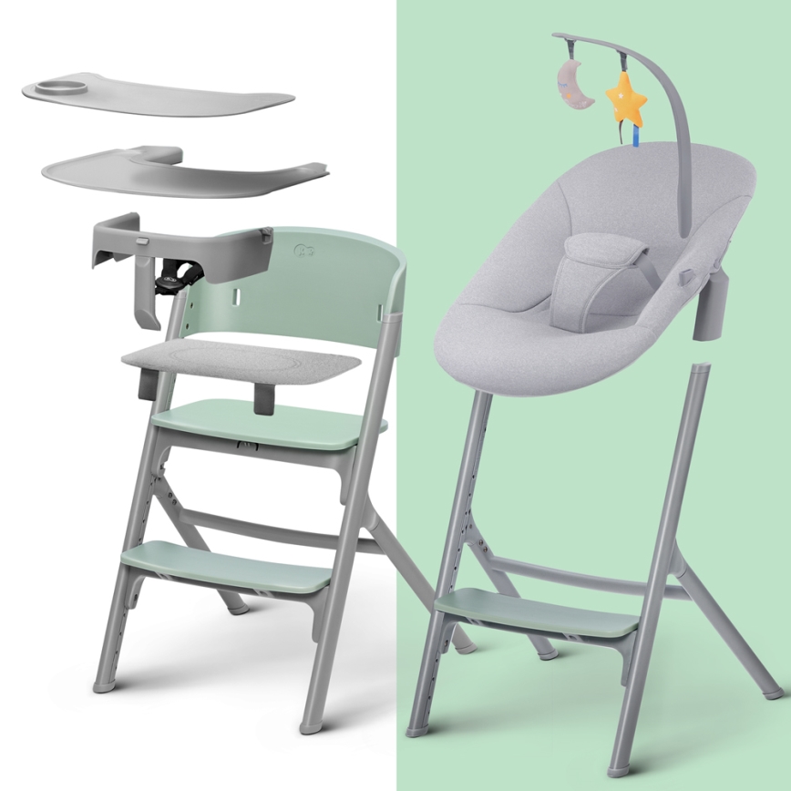 KINDERKRAFT SELECT - Vaikiška valgomojo kėdė 3in1 LIVY Premium Aster rausva + gultas CALMEE