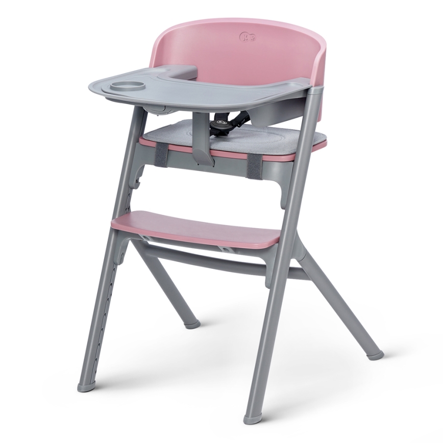 KINDERKRAFT SELECT - Vaikiška valgomojo kėdė 3in1 LIVY Premium Aster rausva + gultas CALMEE