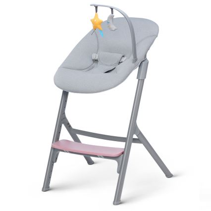 KINDERKRAFT SELECT - Vaikiška valgomojo kėdė 3in1 LIVY Premium Aster rausva + gultas CALMEE
