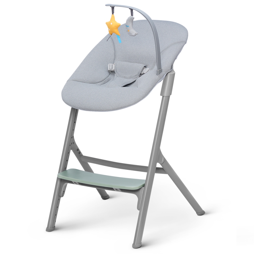 KINDERKRAFT SELECT - Vaikiška valgomojo kėdė 3in1 LIVY Premium Olive žalia + gultas CALMEE