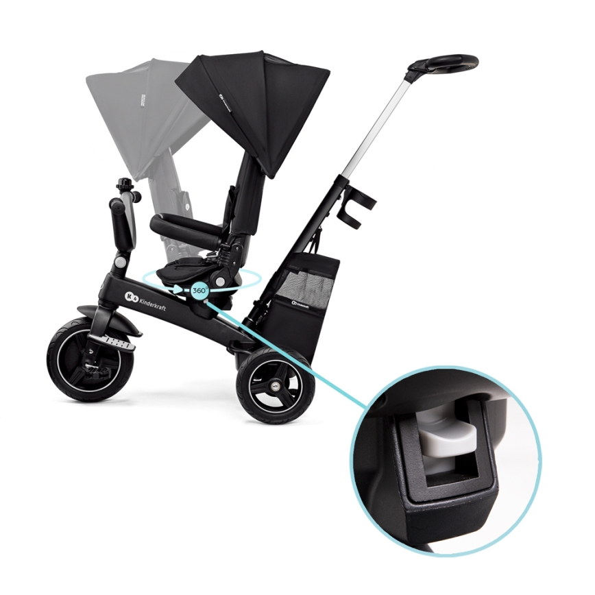 KINDERKRAFT SELECT - Vaikiškas triratis 5in1 EASYTWIST Premium juoda