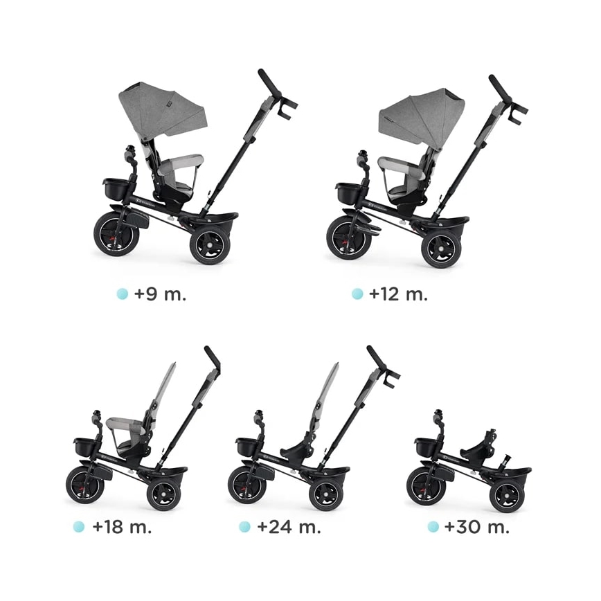 KINDERKRAFT - Vaikiškas triratis 5in1 SPINSTEP pilkas