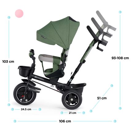 KINDERKRAFT SELECT - Vaikiškas triratis SPINSTEP Premium žalia