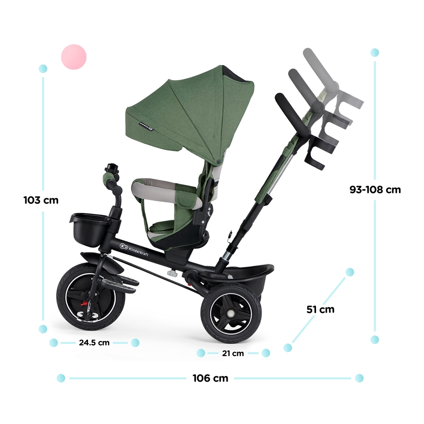 KINDERKRAFT SELECT - Vaikiškas triratis SPINSTEP Premium žalia