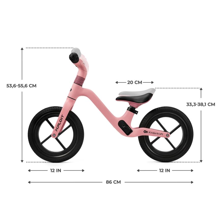 KINDERKRAFT - Stumiamas dviratis XPLOIT Bubblegum rausva