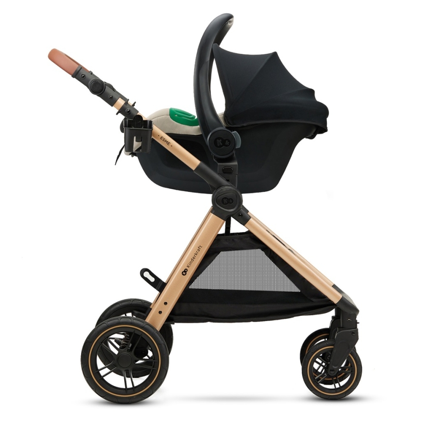 KINDERKRAFT - Vaikiška automobilinė kėdutė MINK PRO 2 40-87 cm (0-13 kg) smėlio spalvos
