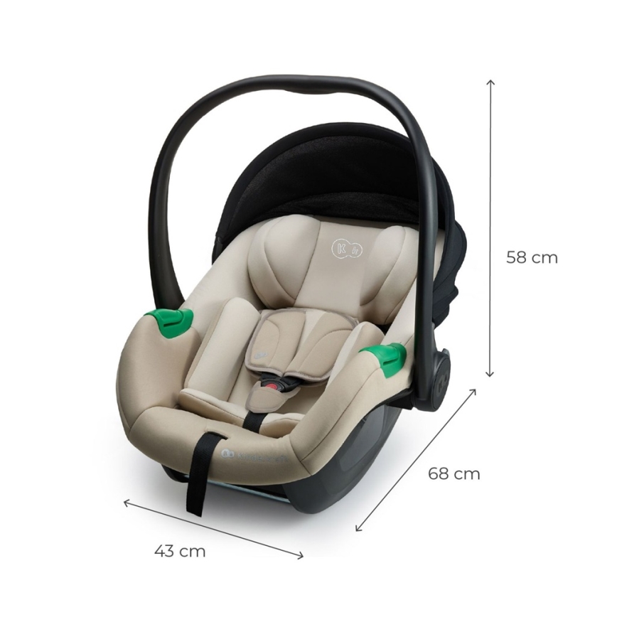 KINDERKRAFT - Vaikiška automobilinė kėdutė MINK PRO 2 40-87 cm (0-13 kg) smėlio spalvos