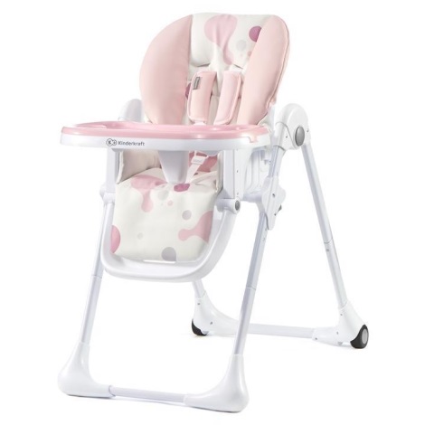 KINDERKRAFT - Vaikiška valgomojo kėdė YUMMY rožinė/balta