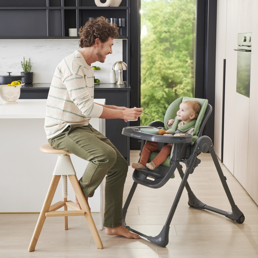KINDERKRAFT - Vaikiška valgymo kėdutė 2in1 TUMMIE, žalia