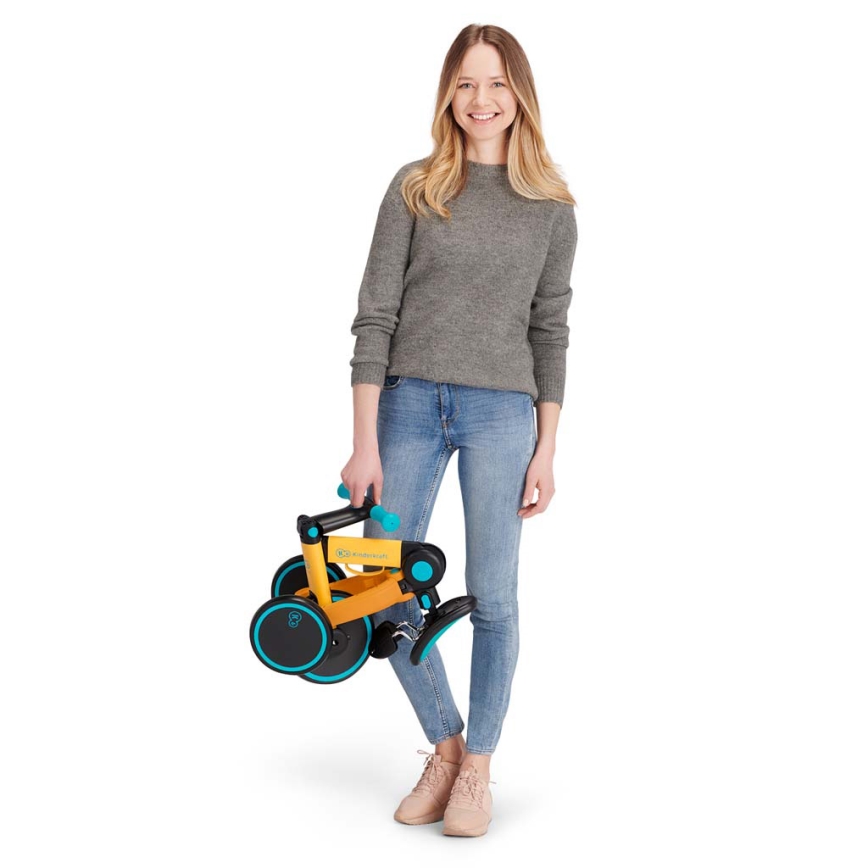 KINDERKRAFT - Vaikiškas triratukas 3in1 4TRIKE geltona/tirkizinė