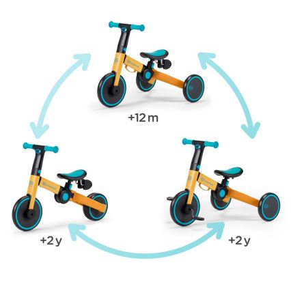 KINDERKRAFT - Vaikiškas triratukas 3in1 4TRIKE geltona/tirkizinė