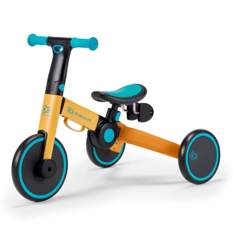 KINDERKRAFT - Vaikiškas stumiamas dviratis 3in1 4TRIKE geltona/turkis