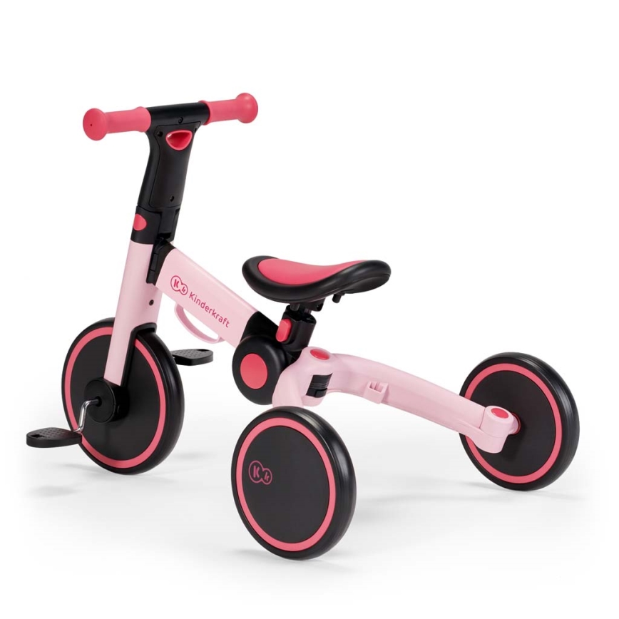 KINDERKRAFT - Vaikiškas stumiamas dviratis 3in1 4TRIKE rausva
