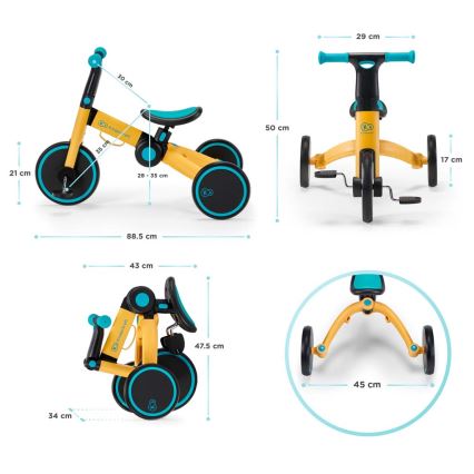 KINDERKRAFT - Vaikiškas stumiamas dviratis 3in1 4TRIKE rausva