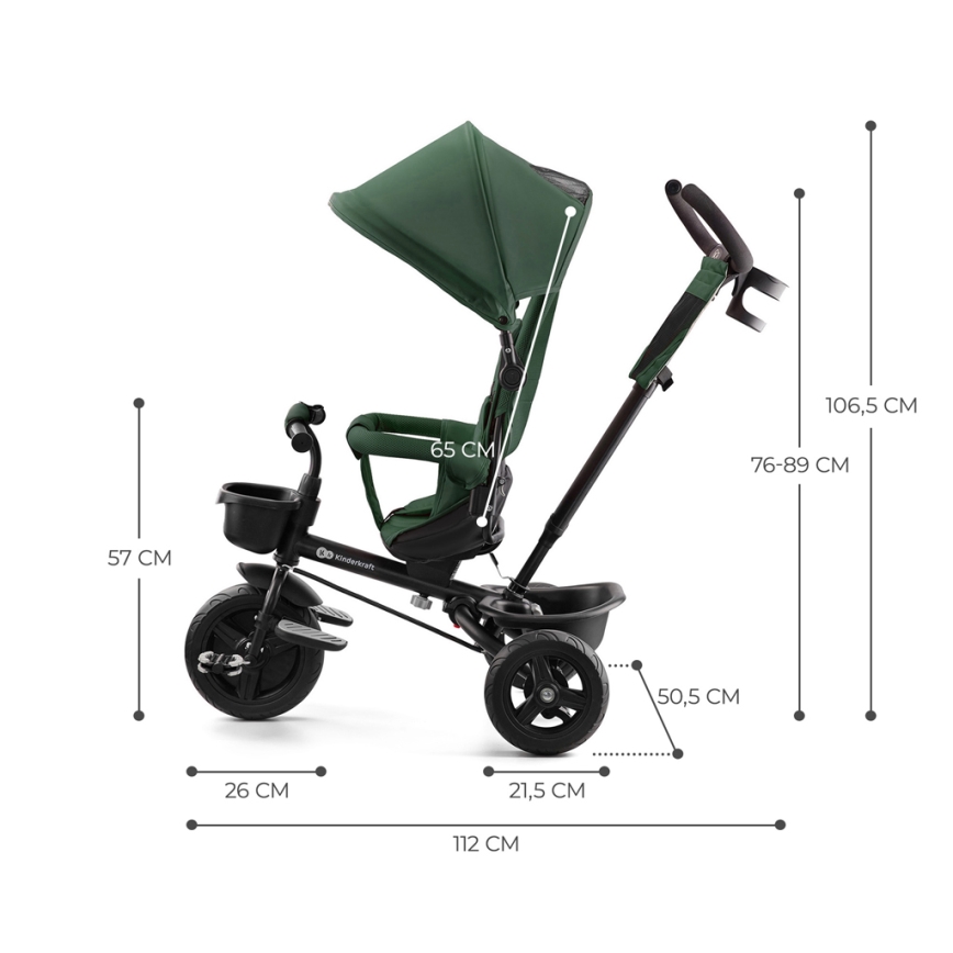 KINDERKRAFT - Vaikiškas triratis AVEO žalia