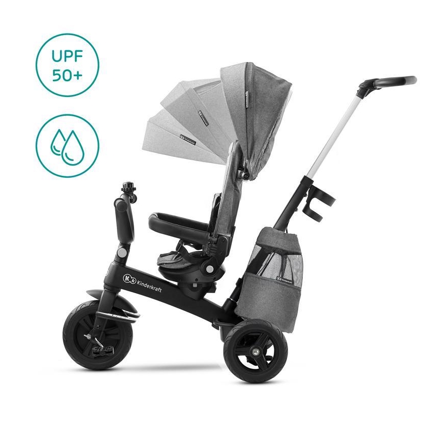 KINDERKRAFT - Vaikiškas triratukas 5v1 EASYTWIST pilkas/juodas
