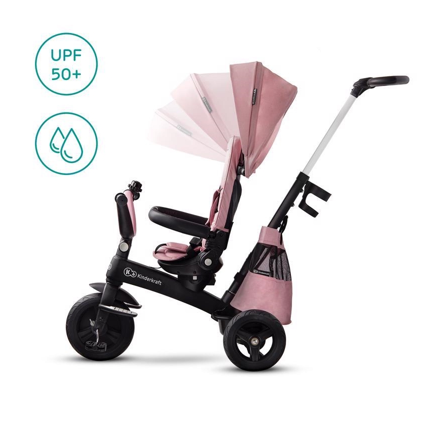 KINDERKRAFT - Vaikiškas triratukas 5v1 EASYTWIST rožinis/juodas