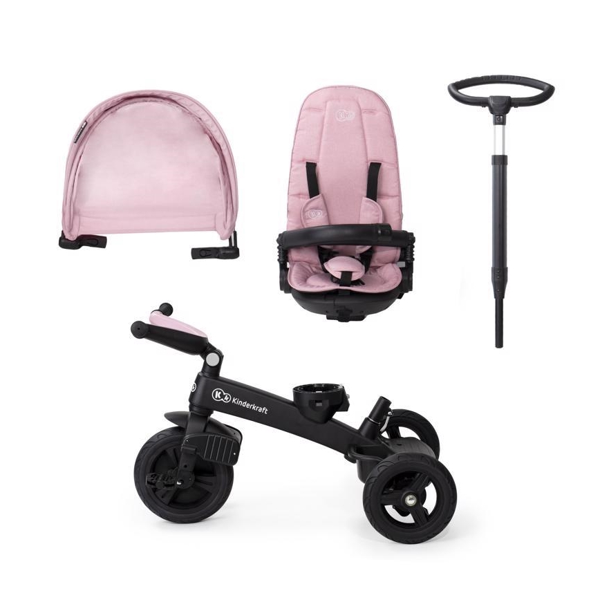 KINDERKRAFT - Vaikiškas triratukas 5v1 EASYTWIST rožinis/juodas