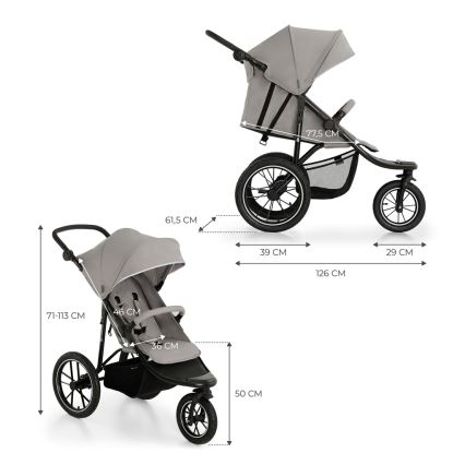 KINDERKRAFT - Vežimėlis HELSI2 pilka