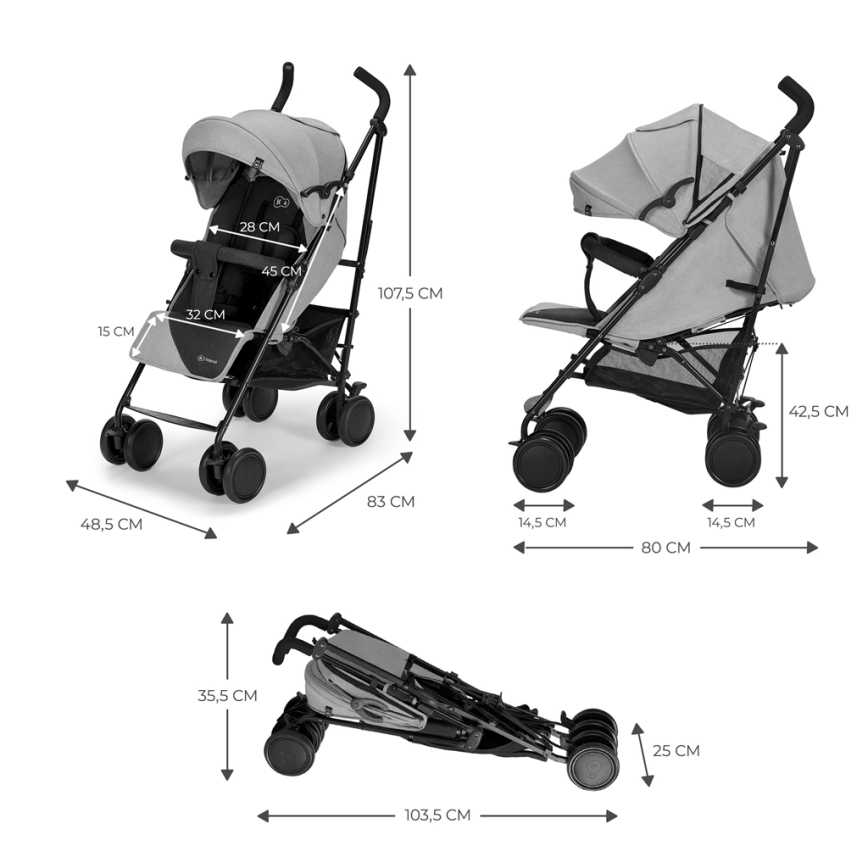 KINDERKRAFT - Vežimėlis SIESTA Ash pilka