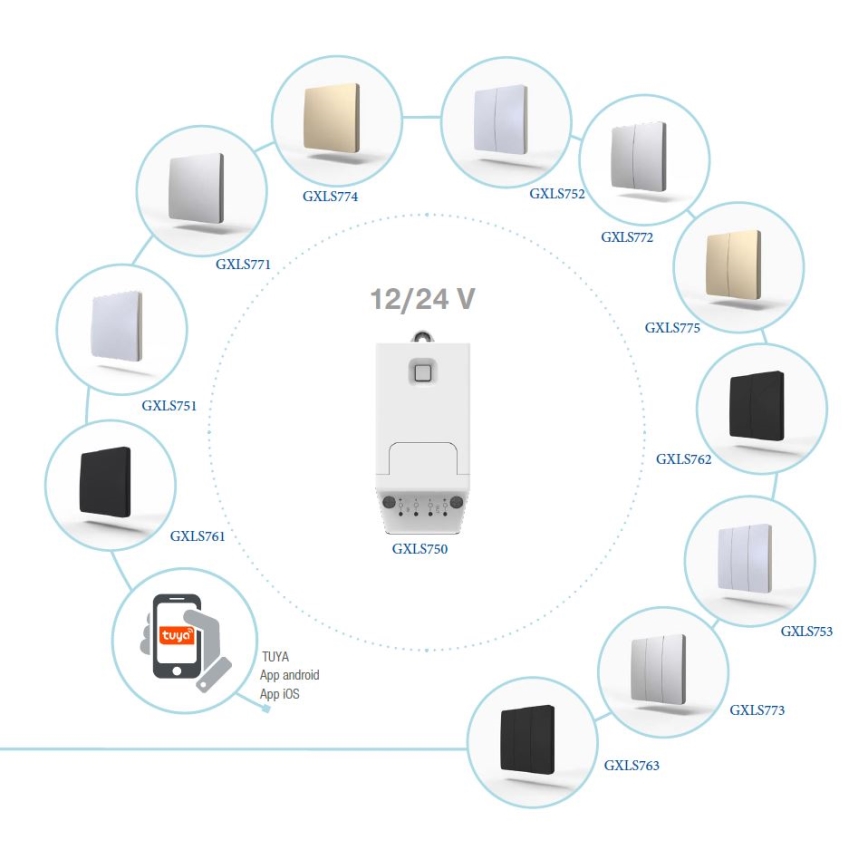 Kinetinis belaidis jungiklis 2P IP67 auksinis