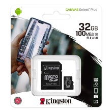 Kingston SDCS2/32GB - MicroSDHC 32GB Canvas Select Plus U1 100MB/s + SD adapteris