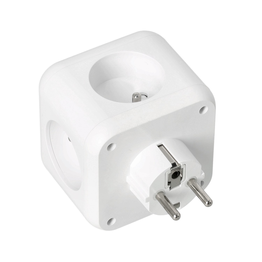 Kištukinio lizdo skirstytuvas su jungikliu LINEA 3x230V + 4xUSB A/C balta